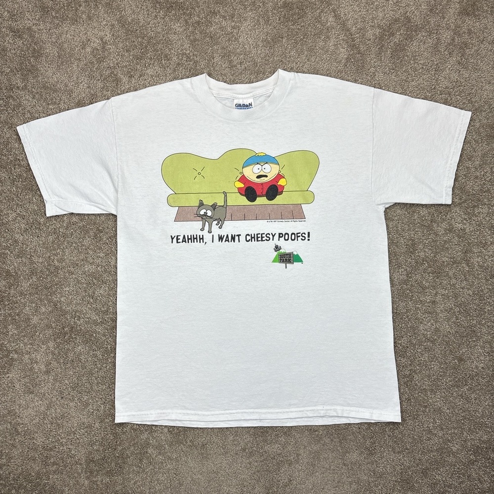 Vintage 1997 South Park Promo Cartman Yeah I Want Cheesy Poofs T Shirt Large